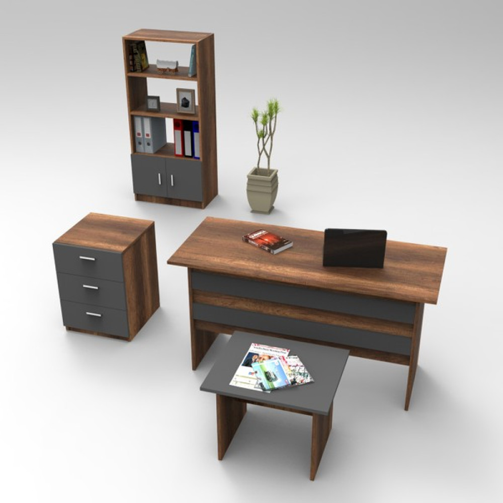 Yurudesign Vario ABCD Ofis Büro Masa Takımı Barok-Antrasit - Ceviz - Siyah Ofis Çalışma Masası Fiyatı