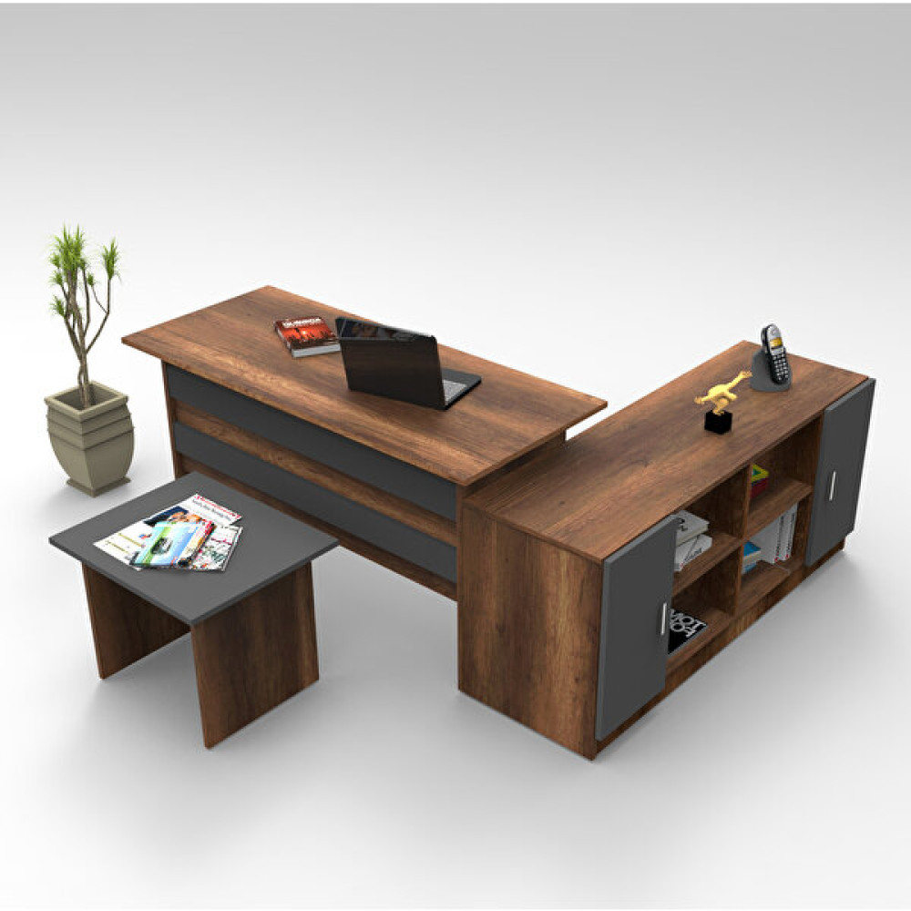 Yurudesign Vario ABF Ofis Büro Masa Takımı Barok-Antrasit - Ceviz - Siyah Ofis Çalışma Masası Fiyatı