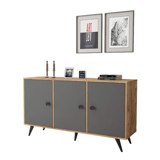 Yurudesign VL12-222 Vilamo Çam-Antrasit-Siyah Ahşap Konsol