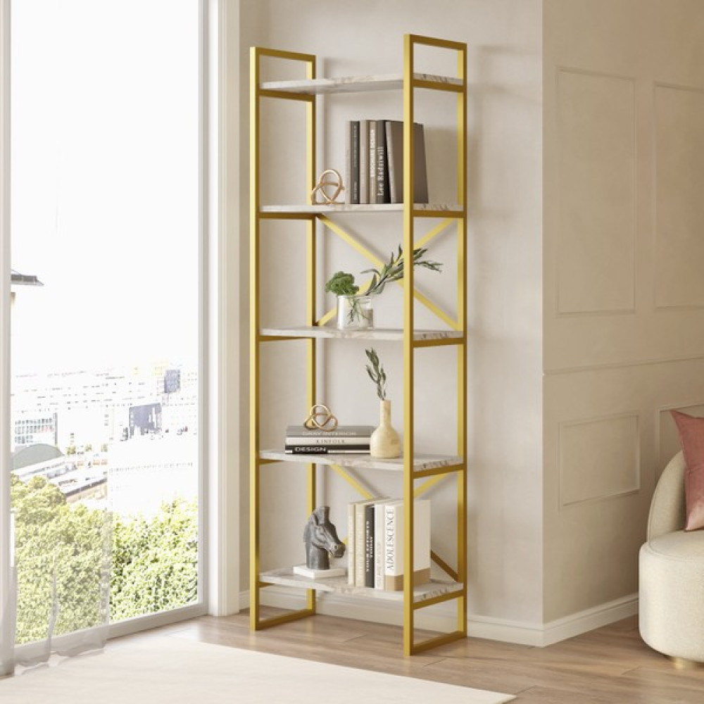 Yurudesign Voyage Gold Metal Kitaplık 5 Raflı 175CM Mermer Desen Vg3-Ge Kitaplık Fiyatı