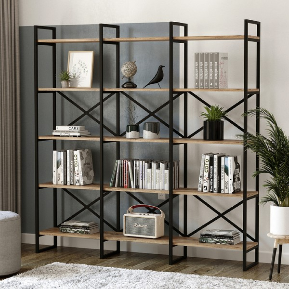 Yurudesign Voyage Metal Kitaplık 5 Raflı Geniş 3 Bölme 175CM Vg6-A Kitaplık Fiyatı