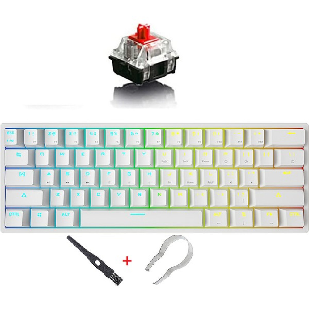 Yusoft Leaven K620 Rgb 61 Tuş Kablolu Hot Swappable Mekanik Klavye - Beyaz - Gold Oyuncu Klavyesi Fiyatı