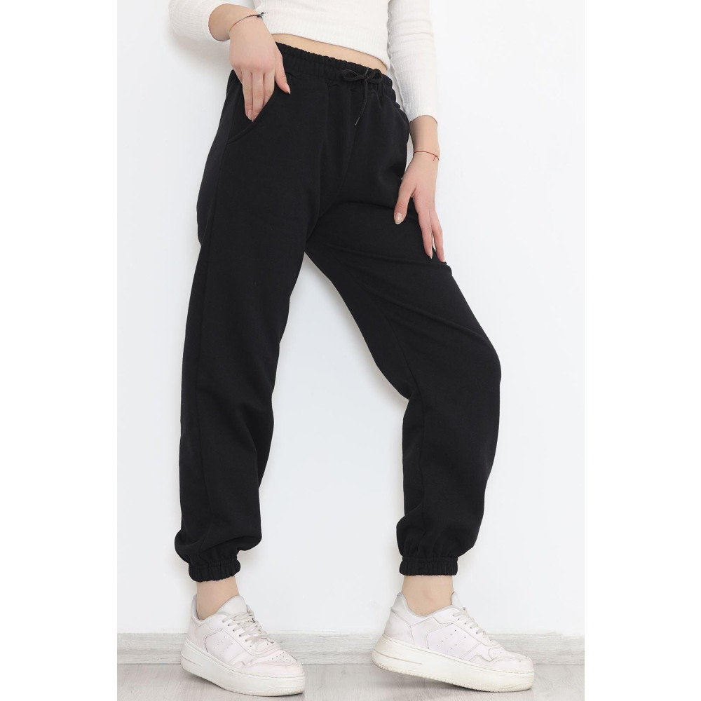 YUSTEX Kadın Oversize Siyah Paça Lastik Jogger Eşofman Altı 7XL Beden Kadın Eşofman Fiyatı