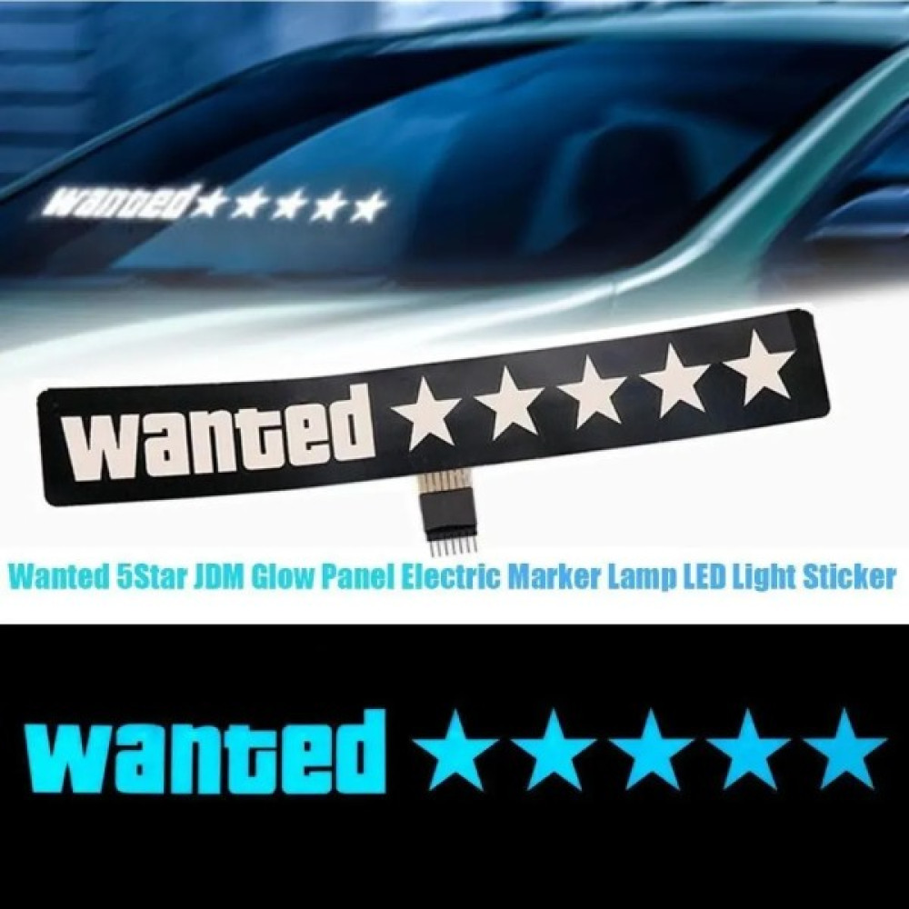 Yuumi Co Wanted LED Sticker 5 Yildiz Araba Cam Içi Oto LED 5 Farkli Mod - Araba Wanted Led Aydınlatmalar Fiyatı