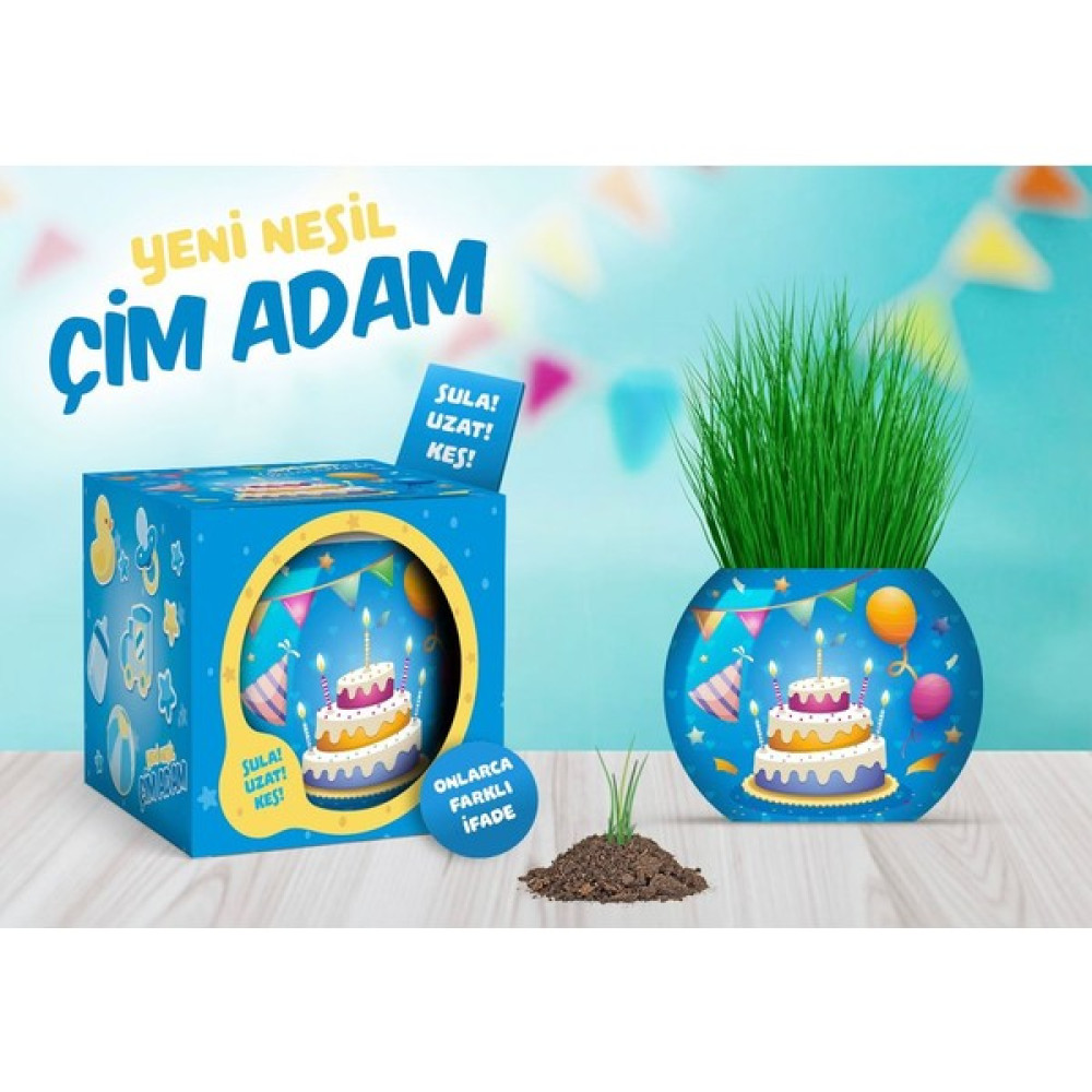 Yuup Doğum Günü Temalı Çim Adam ~ Kutulu ~ - 01-Mavi Oyuncak Fiyatı