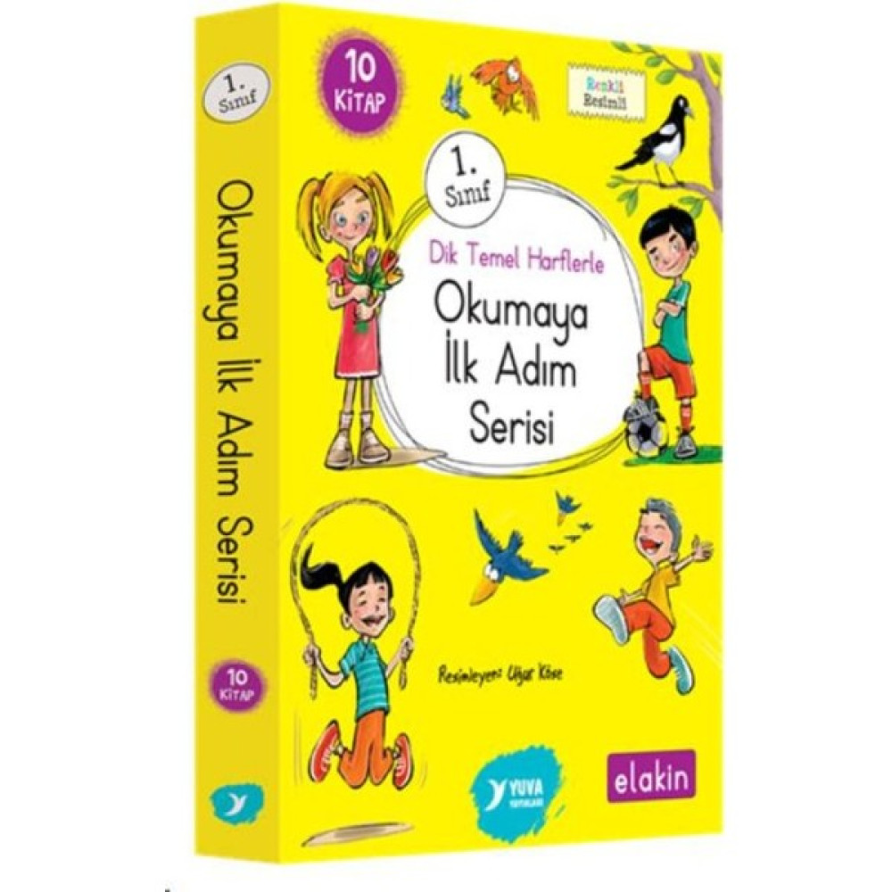 Yuva 1. Sınıf ''Dik Temel Harflerle'' Okumaya İlk Adım Serisi (Elakin) Yeni Ses Grupları 10 Kitap Okul Öncesi Eğitici & Öğretici Kitaplar Fiyatı