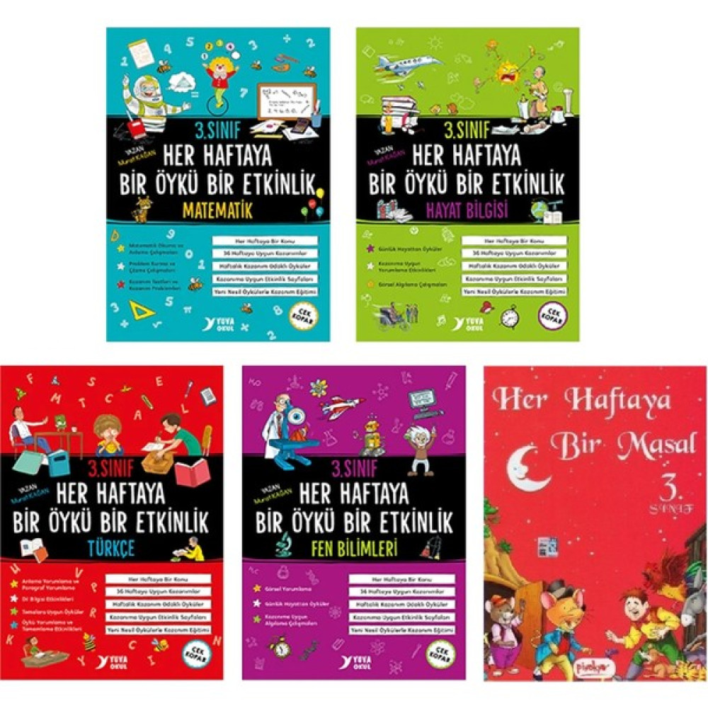 Yuva Yayınları Yuva 3. Sınıf Her Haftaya Bir Öykü Bir Etkinlik Bir Masal Seti 5 Kitap (Matematik-Hayat Bilgisi-Türkçe-Fen Bilimleri-Masal) Tüm Dersler Fiyatı