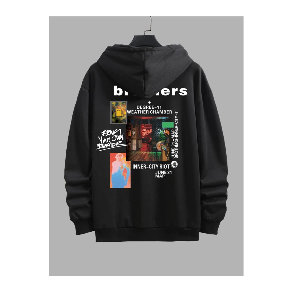 YUVEST Blackrock Unisex Oversize Brothers Baskılı Kapüşonlu Sweatshirt M Beden Bayan Sweatshirt Fiyatı
