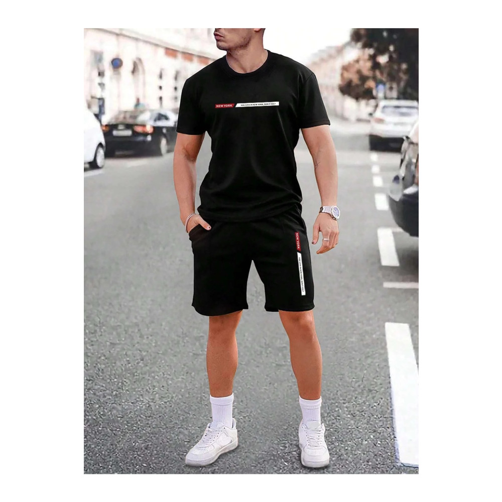 YUVEST Blackrock Unisex Oversize New York Baskılı Siyah Bisiklet Yaka T-shirt Şort XL Beden Kadın Giyim Fiyatı