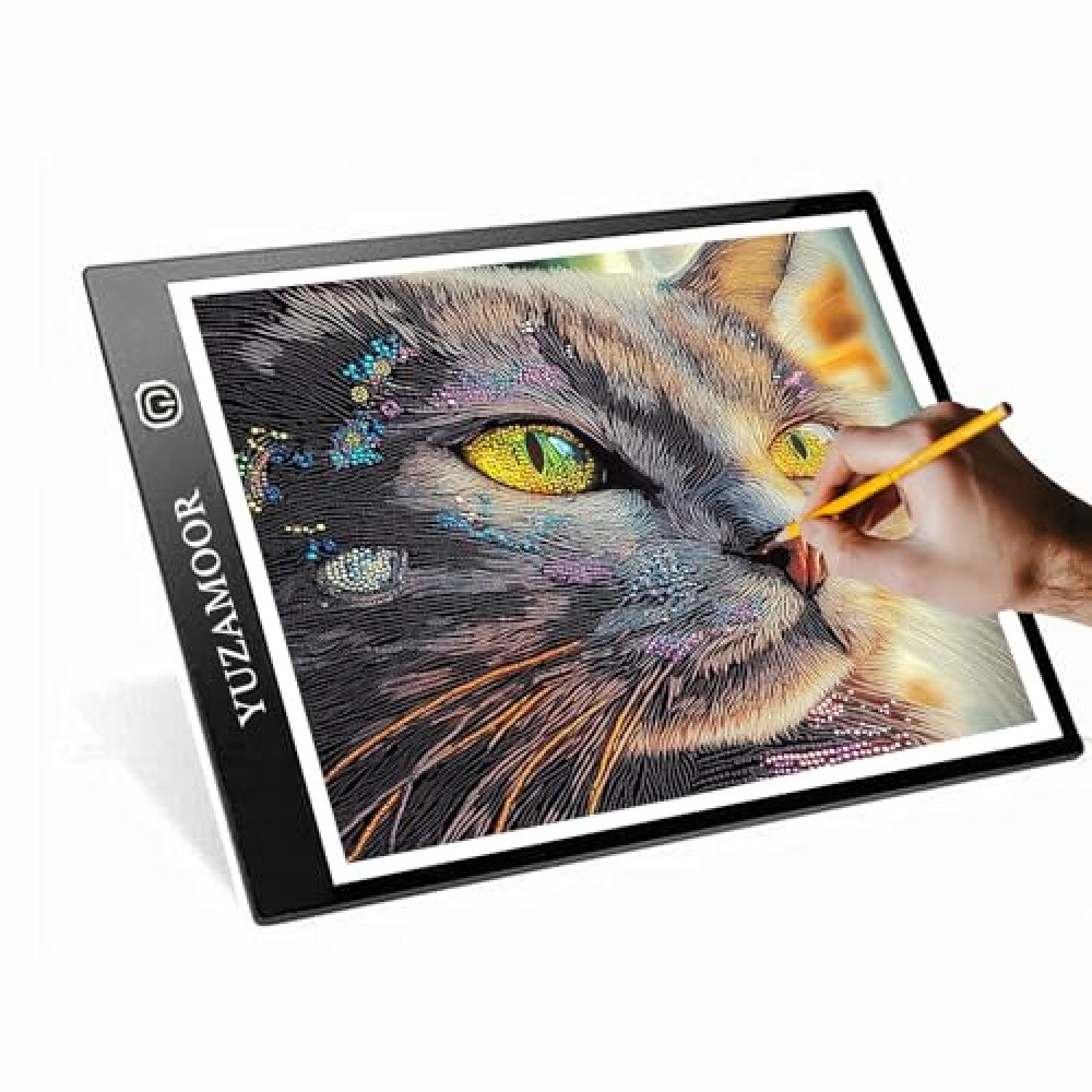 YUZAMOOR A4 Light Pad for Tracing & Weeding Vinyl, 3 Levels Illumination LED Copy Board Light Tracing Box Ultra-Thin USB Power for Diamond Art, Vinyl Weeding Tools, Sketching, Tracing