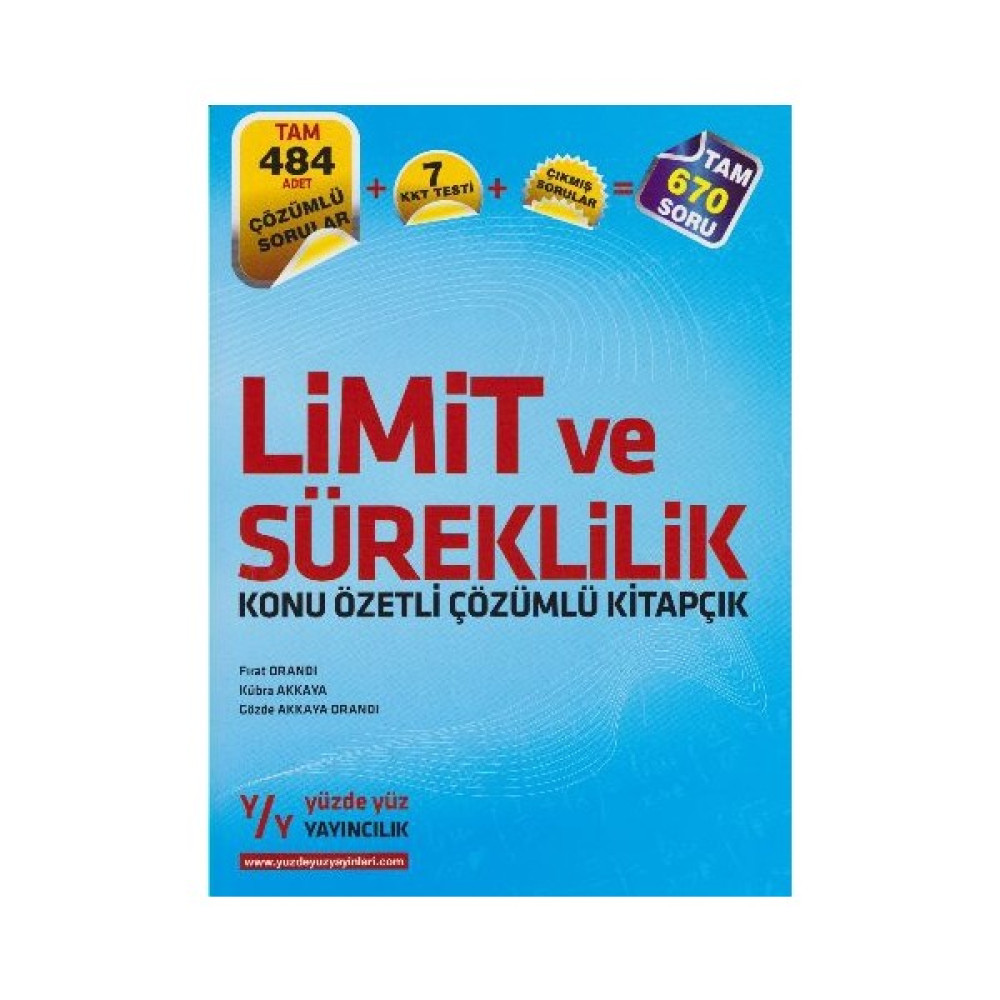 Yüzdeyüz Yayınları Limit ve Süreklilik Ders Sınav Kitapları Fiyatı