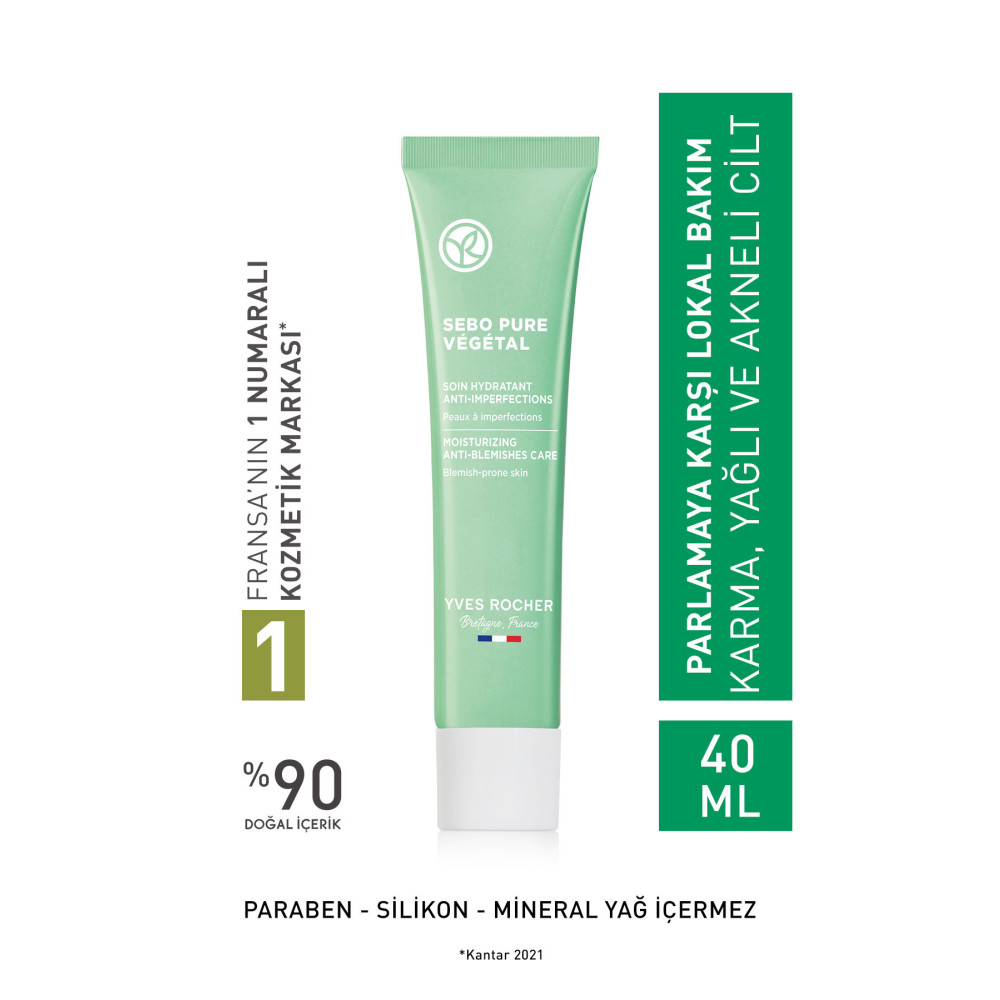 Yves Rocher Akneye Eğilimli Ciltler için Sebo Pure Vegetal Jel Krem-Çinko &Bitkisel Salisilik Asit&Allantoin-40g Cilt ve Yüz Bakımı Fiyatı