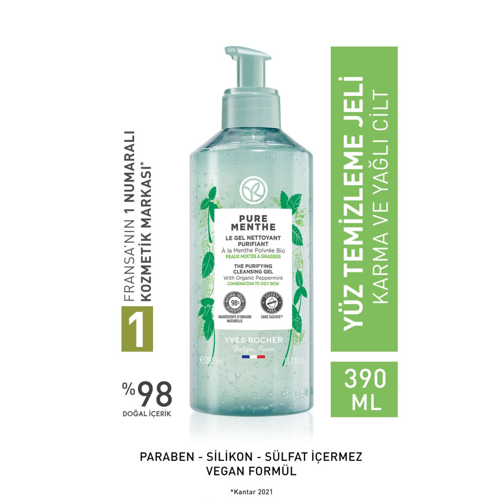 Yves Rocher Karma Ve Yağlı Ciltler Için Pure Menthe Prebiyotik Yüz Yıkama Jeli-390 ml Cilt Temizleme ve Peeling Fiyatı
