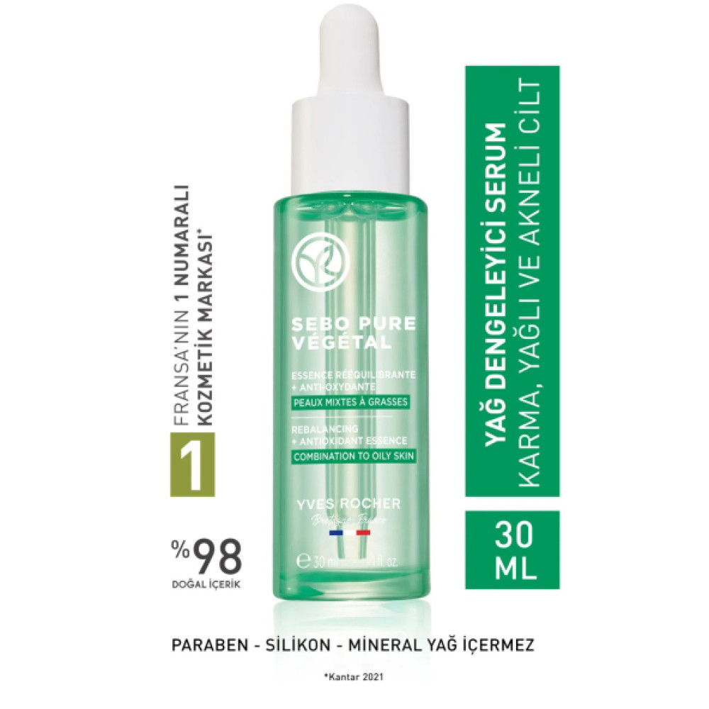 Yves Rocher Karma Ve Yagli Ciltler İcin Sebo Pure Vegetal Antioksidan Yag Dengeleyici Serum Akne ve Sivilce Bakımı Fiyatı