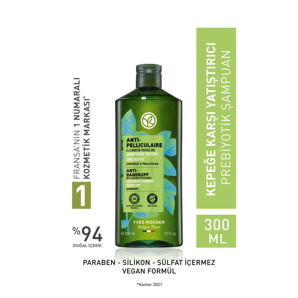 Yves Rocher Kepeğe Karşı (Anti Pelliculaire) Yatıştırıcı Prebiyotik Şampuan - Sülfatsız & Tuzsuz & Vegan-300 ml Şampuan ve Saç Kremi Fiyatı