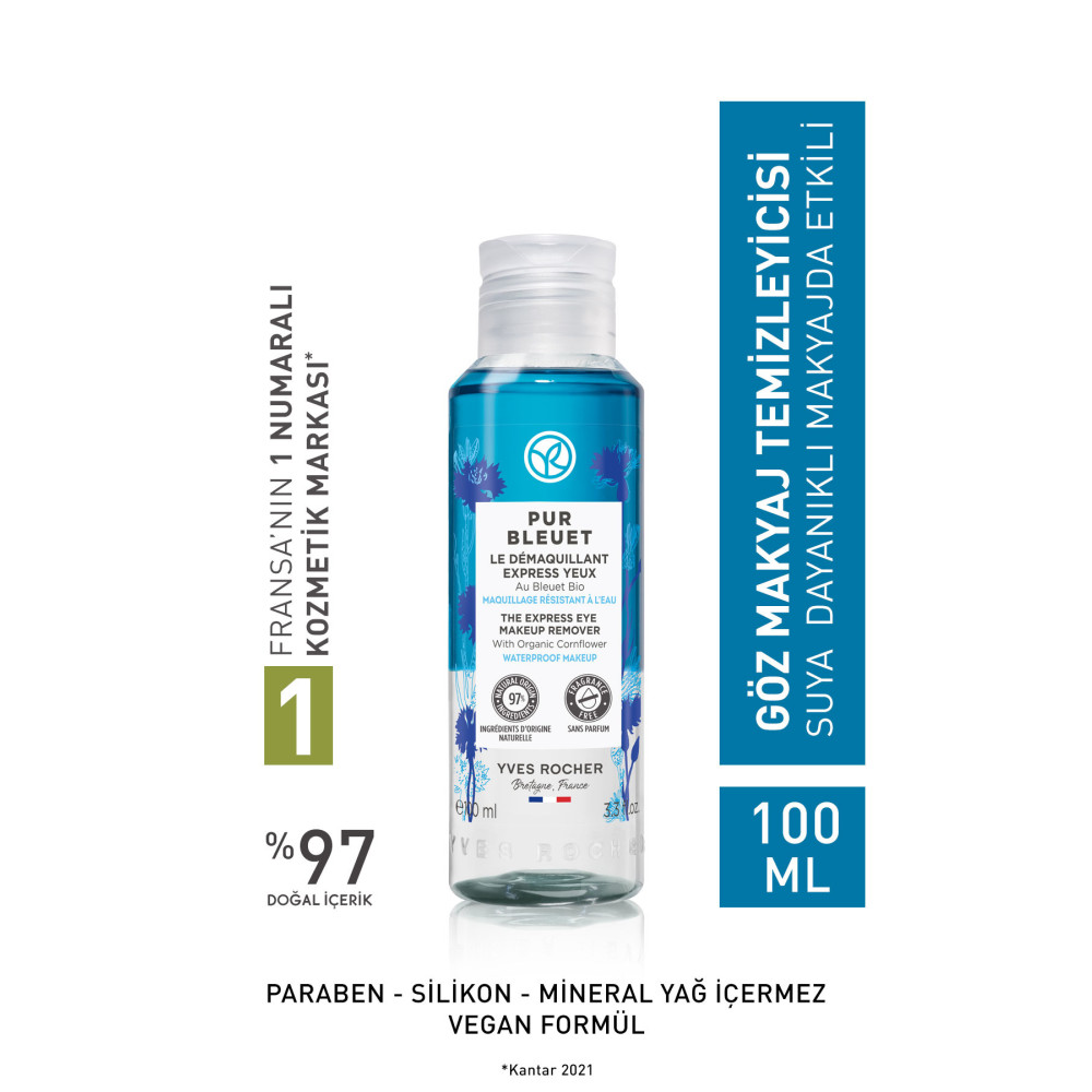Yves Rocher Tüm Ciltler Için Suya Dayanıklı/yoğun Makyaja Özel Pur Bleuet Göz Makyaj Temizleyici-100 ml Makyaj Temizleyicileri Fiyatı