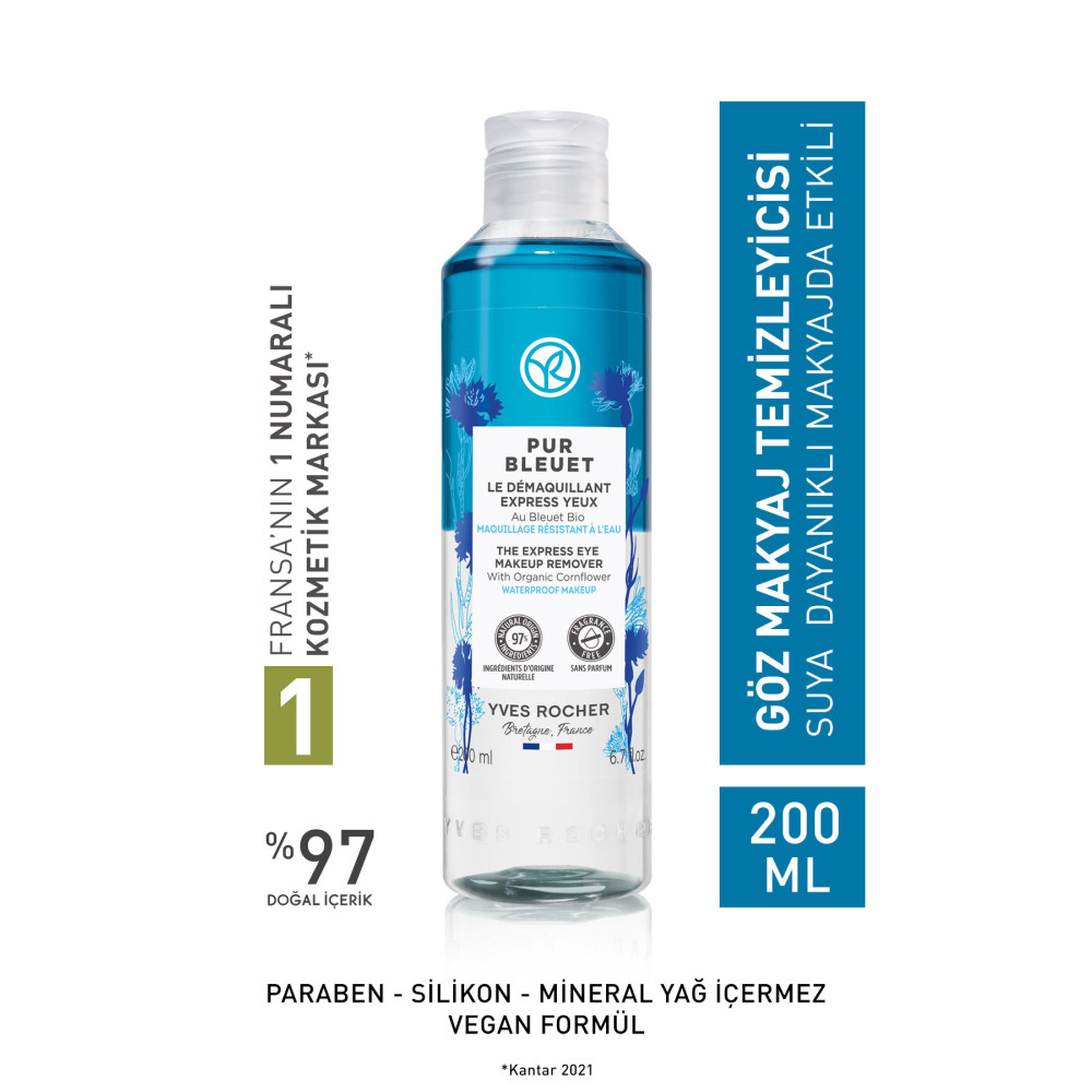 Yves Rocher Tüm Ciltler Için Suya Dayanıklı/yoğun Makyaja Özel Pur Bleuet Göz Makyaj Temizleyici- 200 ml Makyaj Temizleyicileri Fiyatı