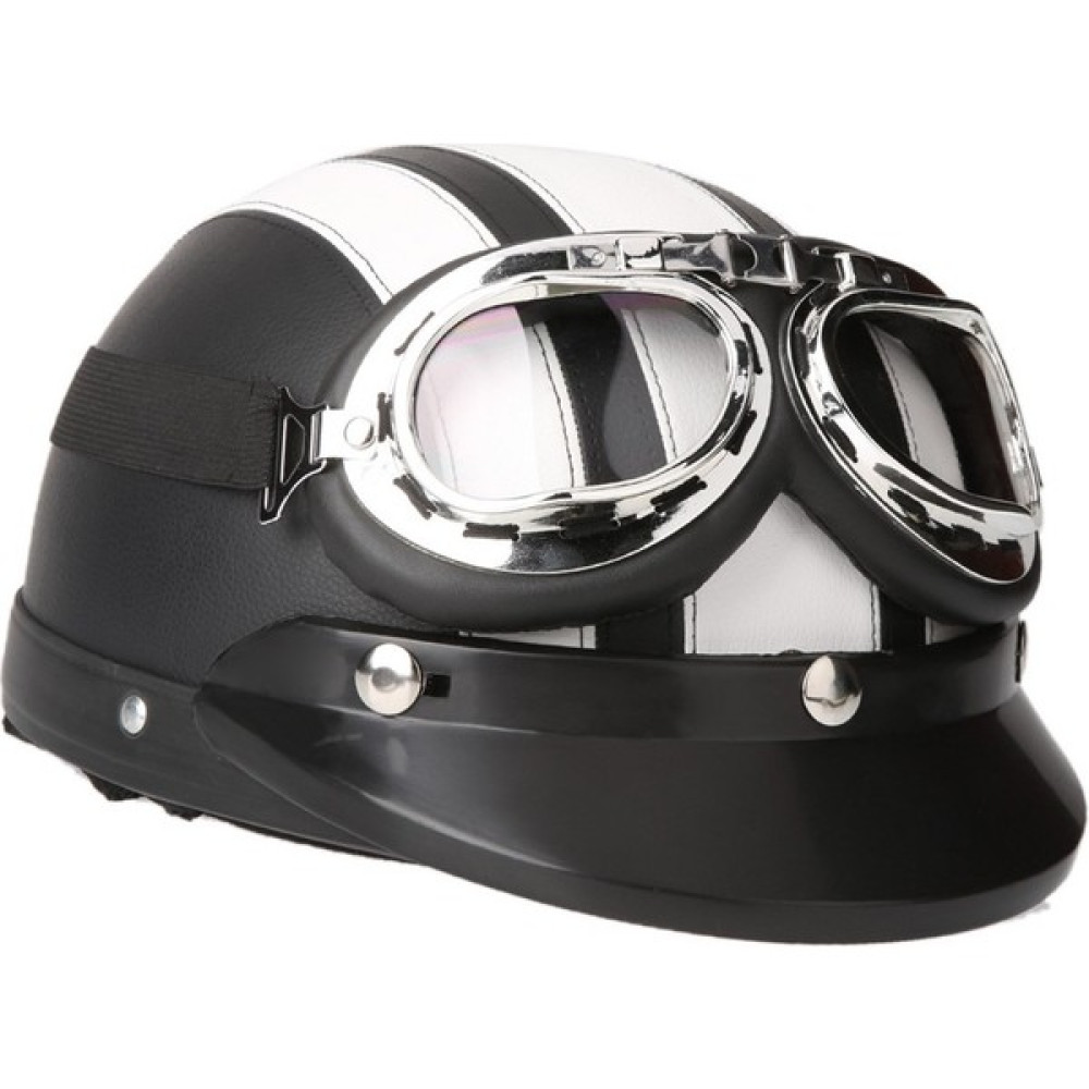 YW-BC Scooter Açık Yüz Yarım Deri Kask, Vizörlü (Yurt Dışından) - Beyaz Motorsiklet Kaskları Fiyatı