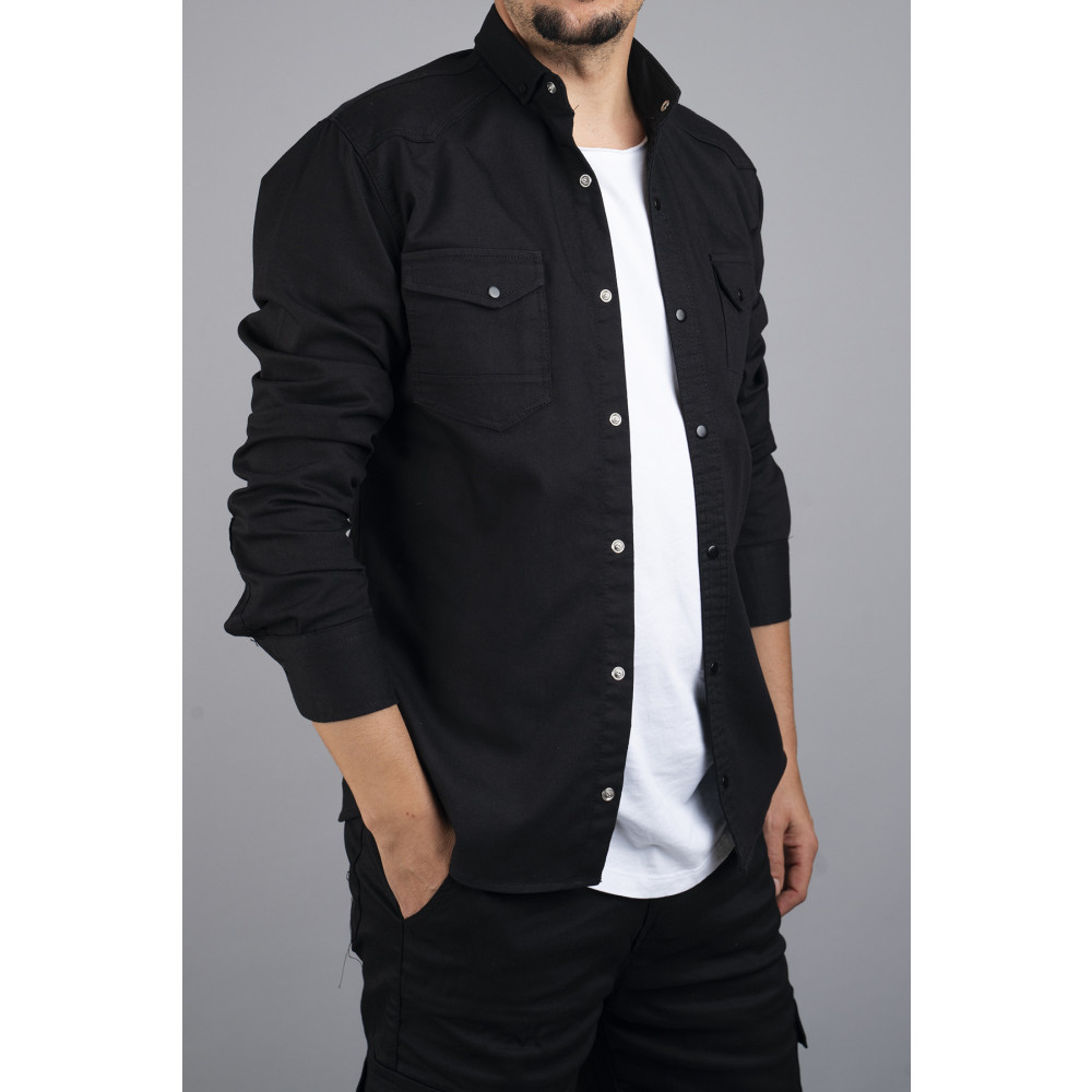 YXC Slim Fit Erkek Kot Gömlek Siyah M Beden Kadın Gömlek Fiyatı