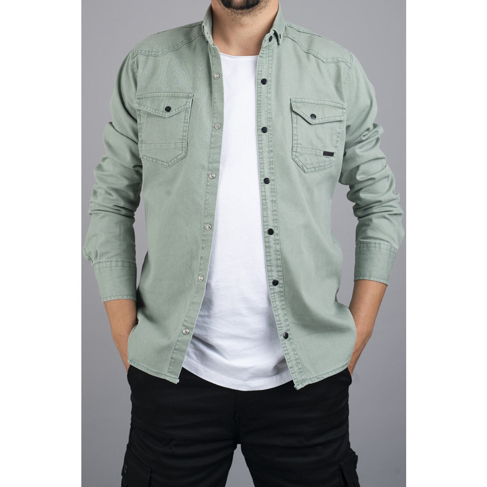 YXC Slim Fit Erkek Kot Gömlek Su Yeşili XL Beden Kadın Gömlek Fiyatı