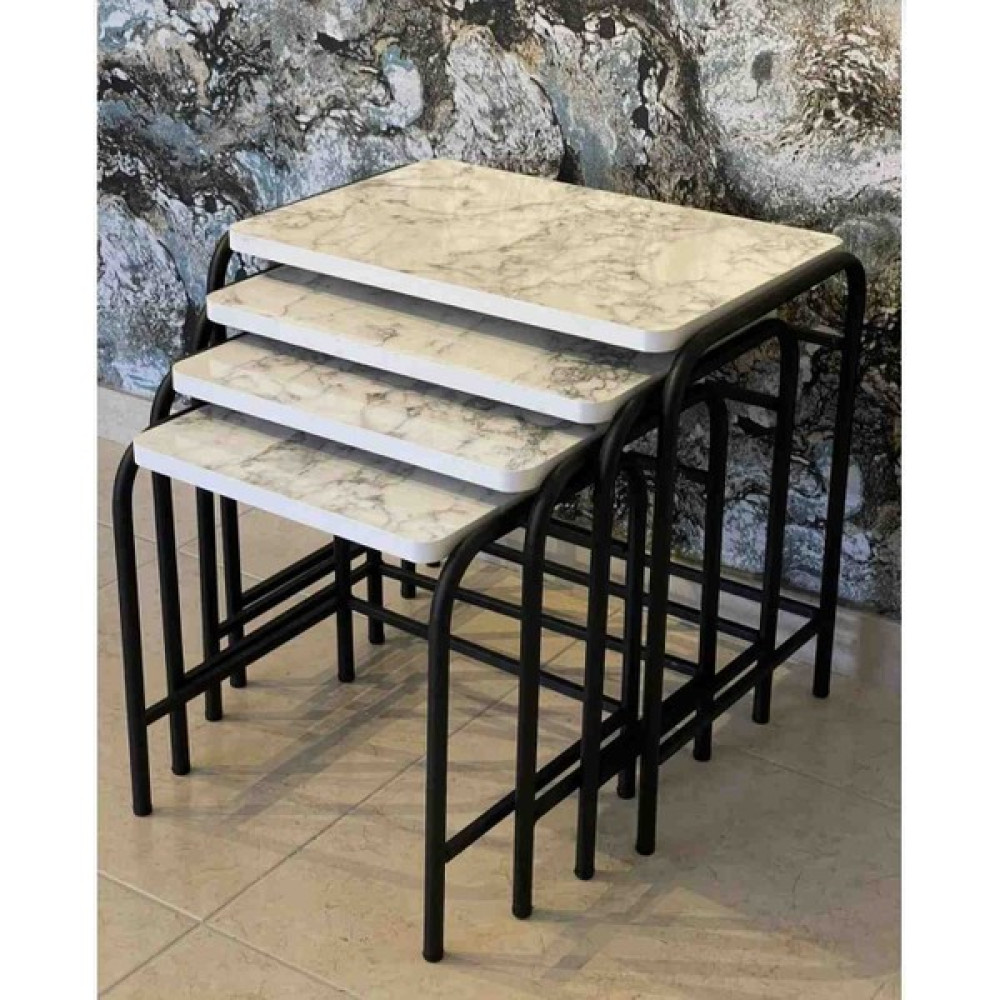 Yyst 4'lü Pratik Modern Dekoratif Metal Ayaklı Ahşap Zigon Sehpa - beyaz Zigon Sehpa Fiyatı