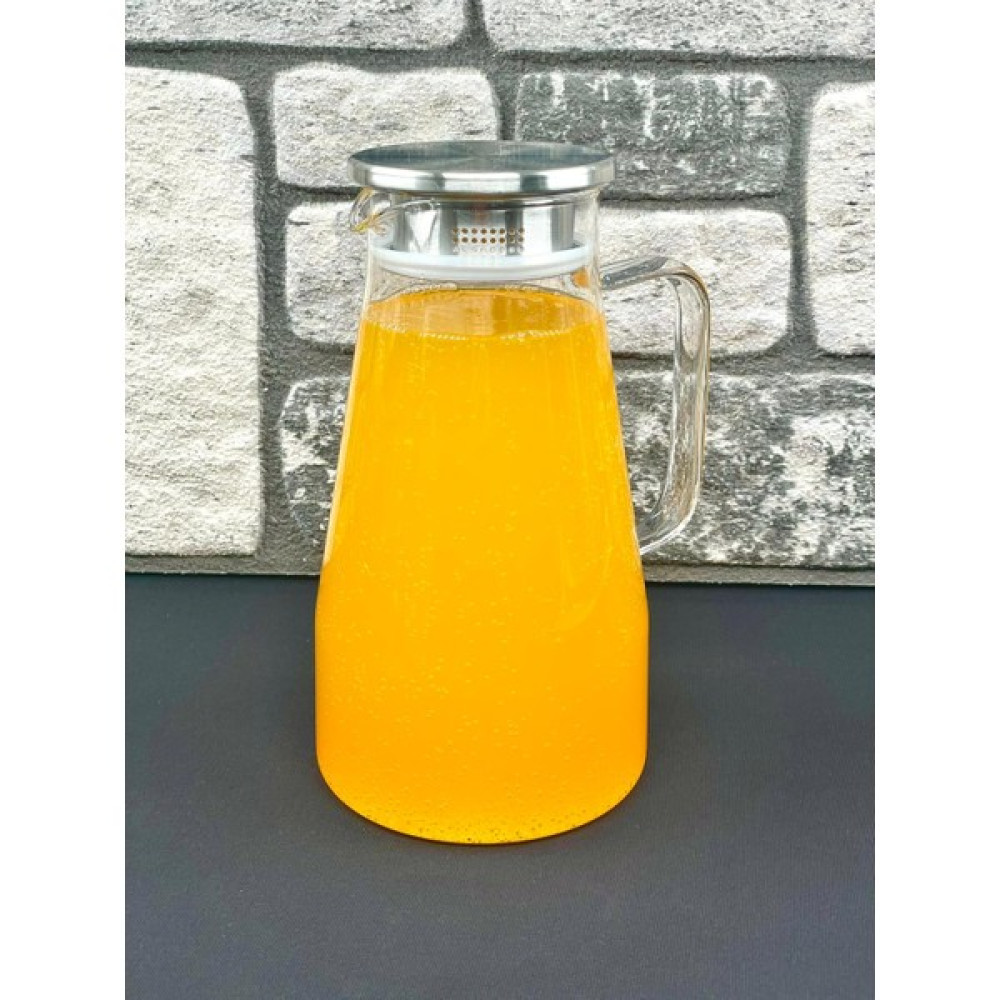Yz Home 1200ML Borosilikat Cam Metal Paslanmaz Vakum Kapak Sürahi Karaf Sürahi Fiyatı