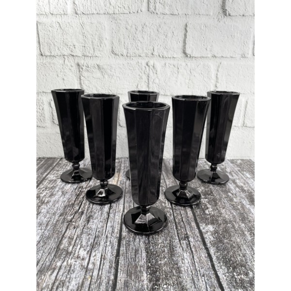 Yz Home 6'lı Siyah Flüt Cam Kahve Yanı Su Bardağı Ayaklı Uzun 150 ml - 6 Adet Fincan / Bardak / Kahve Takımı Fiyatı
