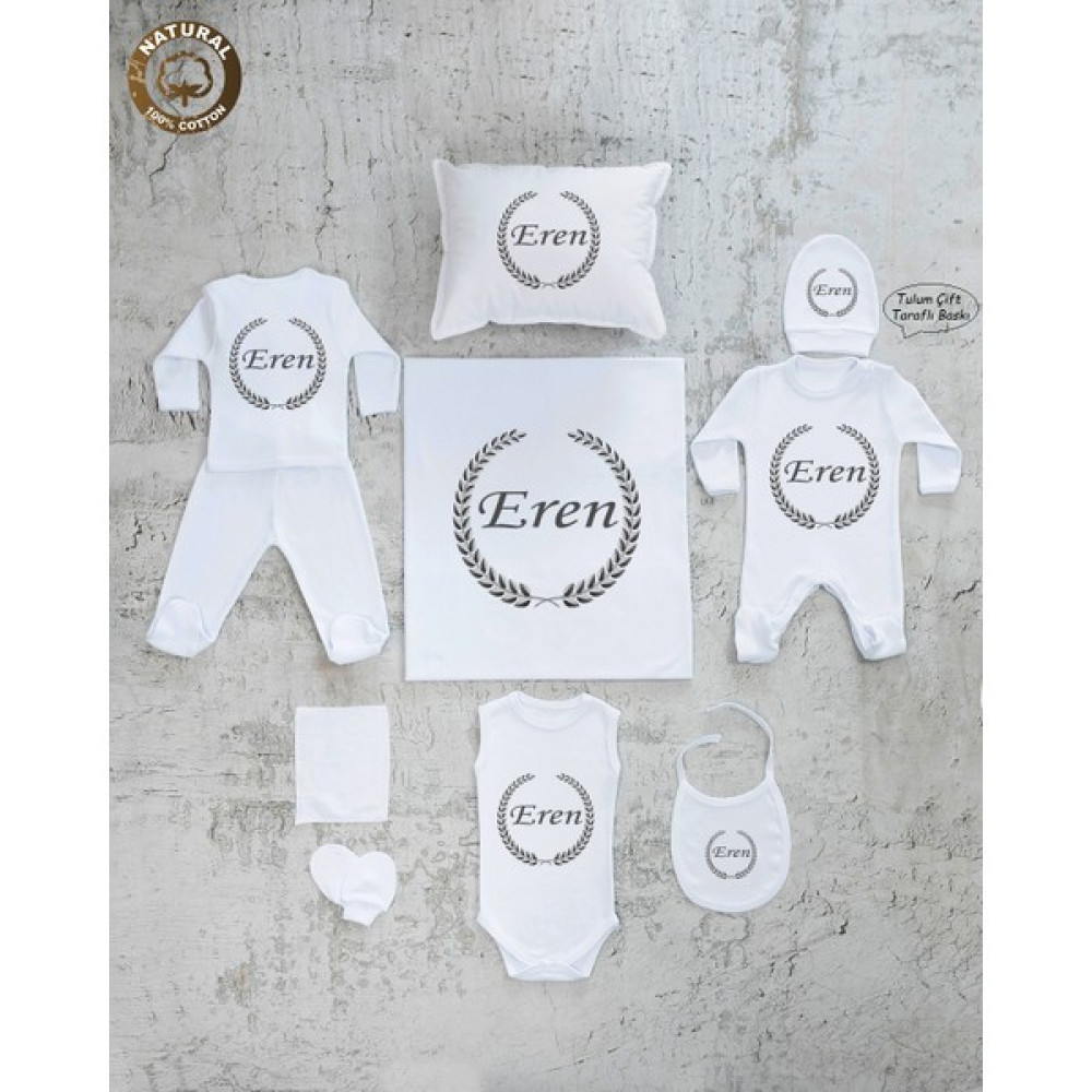 Yzc Home E68 Isme Özel,ısimli, Erkek Bebek 10LU Beyaz Hastane Çıkışı Bebek Hastane Çıkışı Fiyatı