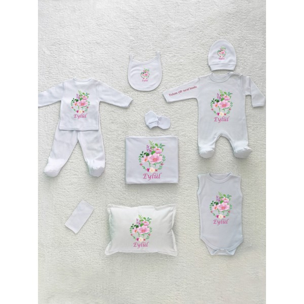 Yzc Home Kçiçek Isimli, Kız Bebek 10LU Beyaz Hastane Çıkışı Bebek Hastane Çıkışı Fiyatı