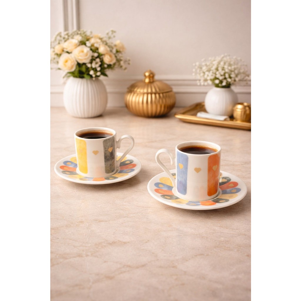 Yzhome 2 Kişilik Porselen Soft Renkli Kahve Fincan Takımı Seti 90ML Fincan / Bardak / Kahve Takımı Fiyatı