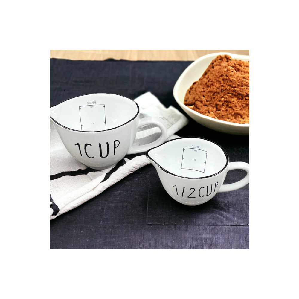 YzHome 2li Seramik Ölçü Bardağı Seti Kupa Bardak 250 Ml/500ml Saklama Kapları Fiyatı
