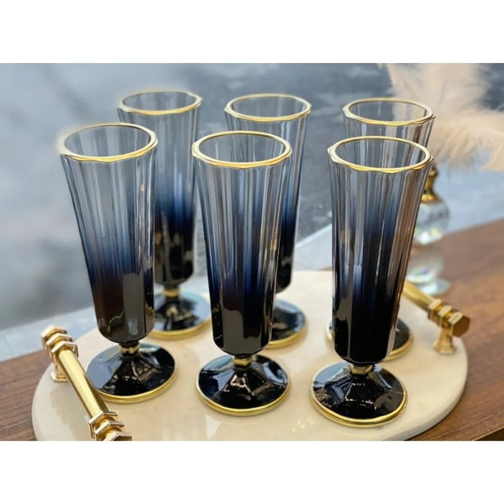Yzhome 6 Lı Cam Beyaz Flüt Kahve Yanı Bardağı Su Bardak 150ML - Siyah Fincan / Bardak / Kahve Takımı Fiyatı