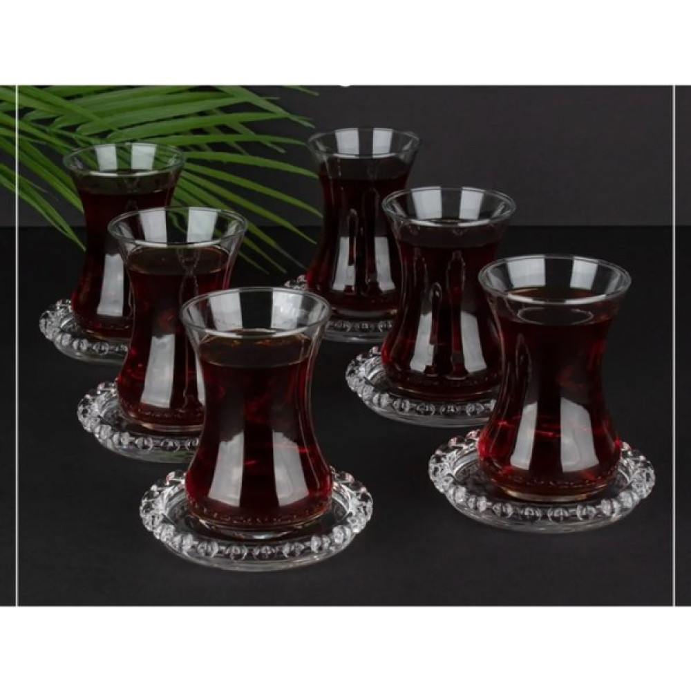 Yzhome 6 Lı Kristal Taşlı Cam Yuvarlak Çay Tabağı Kase Sadece Tabak - 6 Adet Kase Fiyatı