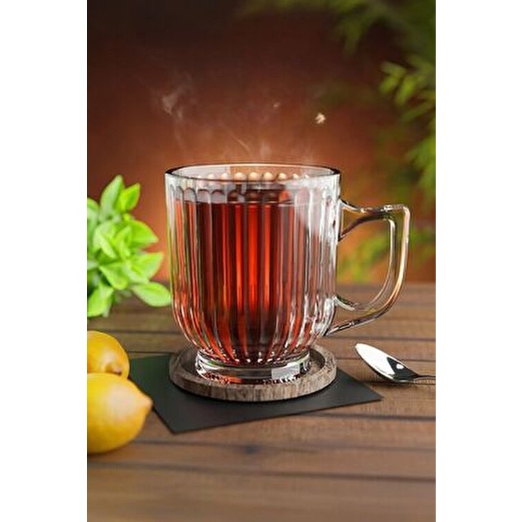 Yzhome 6 Parça Kristal Cam Kulplu Çay Nescafe Kupa Bardak Seti Takımı 325 ml Turuncu Renk Fincan / Bardak / Kahve Takımı Fiyatı