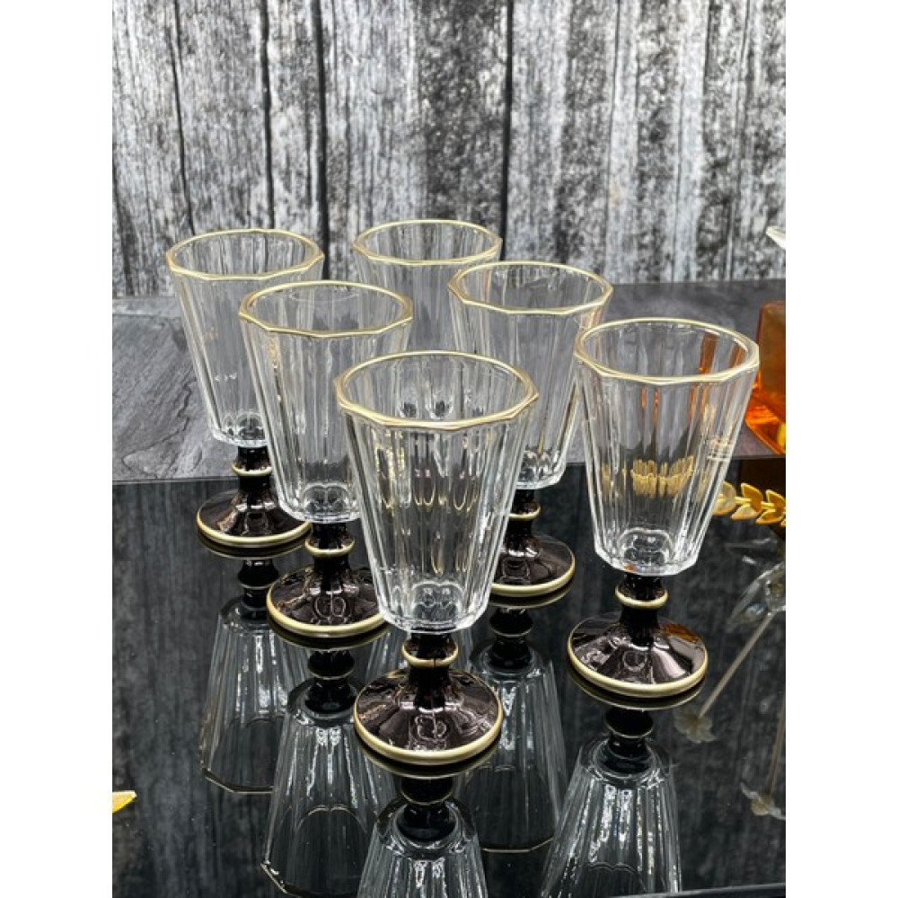 Yzhome 6'lı Flüt Yaldızlı Kahve Yanı Su Bardağı Kadeh Kupa Bardak - 75 ml - 6 Adet - Siyah Fincan / Bardak / Kahve Takımı Fiyatı