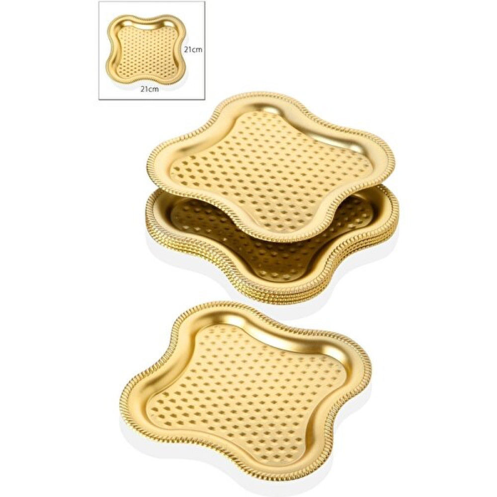 Yzhome 6'lı Plastik Kahve Sunumluk Servis Tepsi Gold - 6 Adet Servis Tepsisi Fiyatı