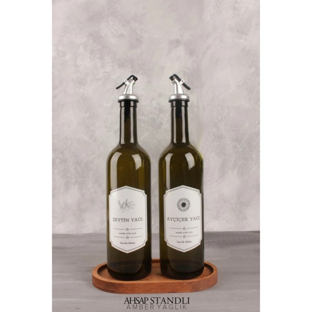 Yzhome Ahşap Standlı Retro 2'li Amber Cam Yağlık 750 ml Zeytinyağı Ayçiçek Yağı Şişesi Yağdanlık Nalburiye & Hırdavat Fiyatı