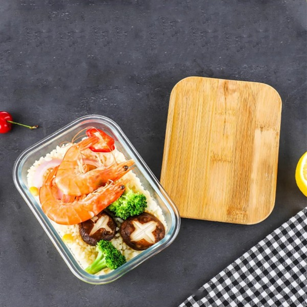 Yzhome Bambu Kapaklı 3'lü Dikdörtgen Vakumlu Mika Kase Cam Saklama KABI(650-1000-1500 Ml) Saklama Kapları Fiyatı