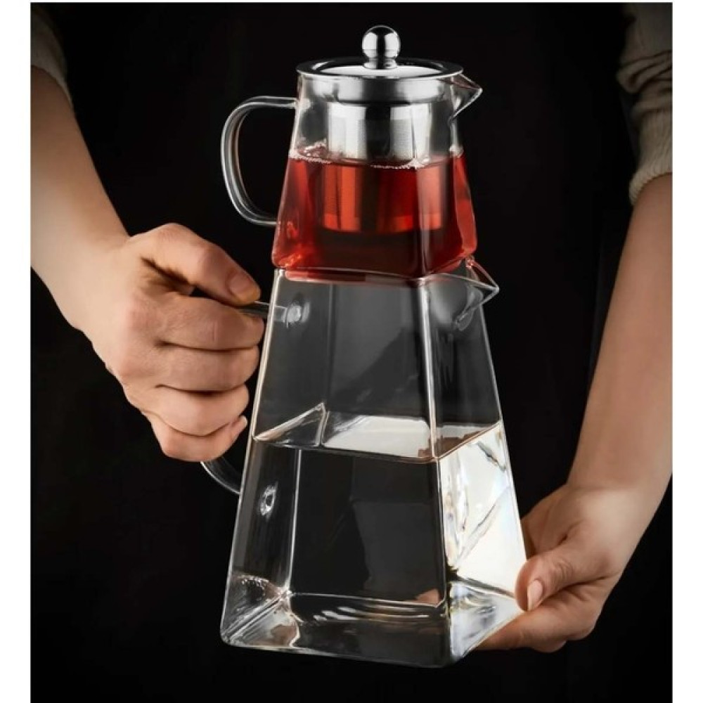 Yzhome Borosilikat Kare Cam Büyük Çaydanlık Takımı Demlik 1400 ml Çay / Çaydanlık Setleri Fiyatı
