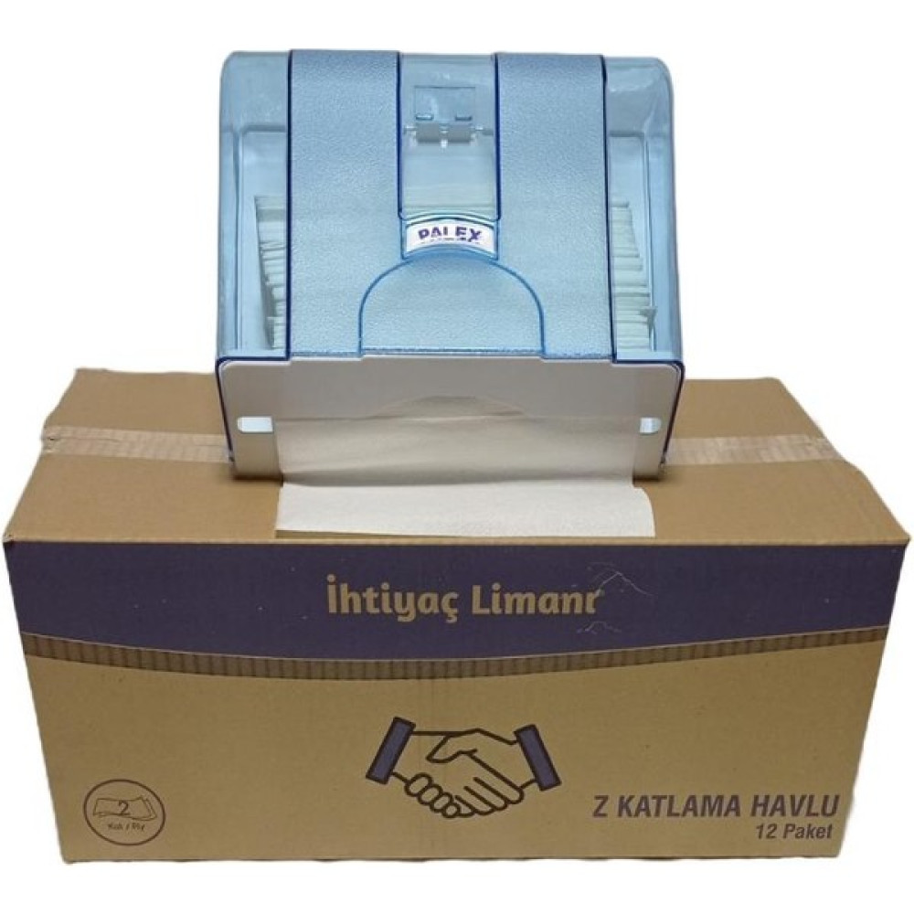 Z Katlama Kağıt Dispenser Havlu Peçete 12 Paket+Z Katlama Aparatı Seti - Mavi Dispenser Fiyatı