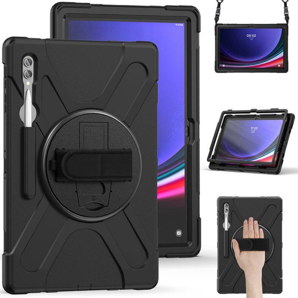 Z-Mobile Samsung Galaxy Tab S9 Ultra 14,6" SM-910 Uyumlu Kılıf Defender Standlı Askılı Kılıf Yüksek Koruma - S9 Ultra - X910 - Siyah Tablet Kılıfı Fiyatı