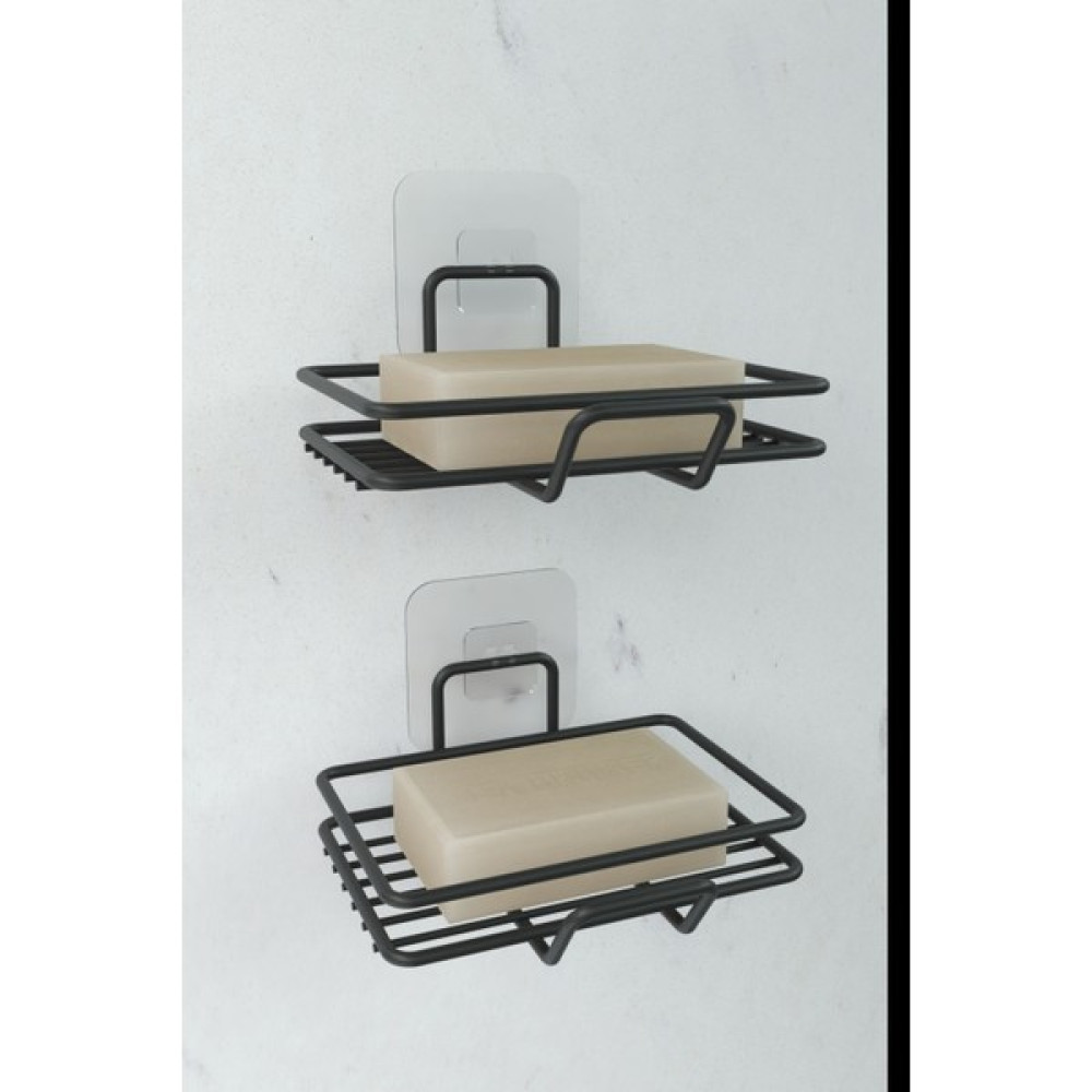 Zabata Yapışkanlı 2 Li Set Sabunluk Banyo Mutfak Lavabo Metal Katı Sabunluk Siyah Sabunluk Fiyatı