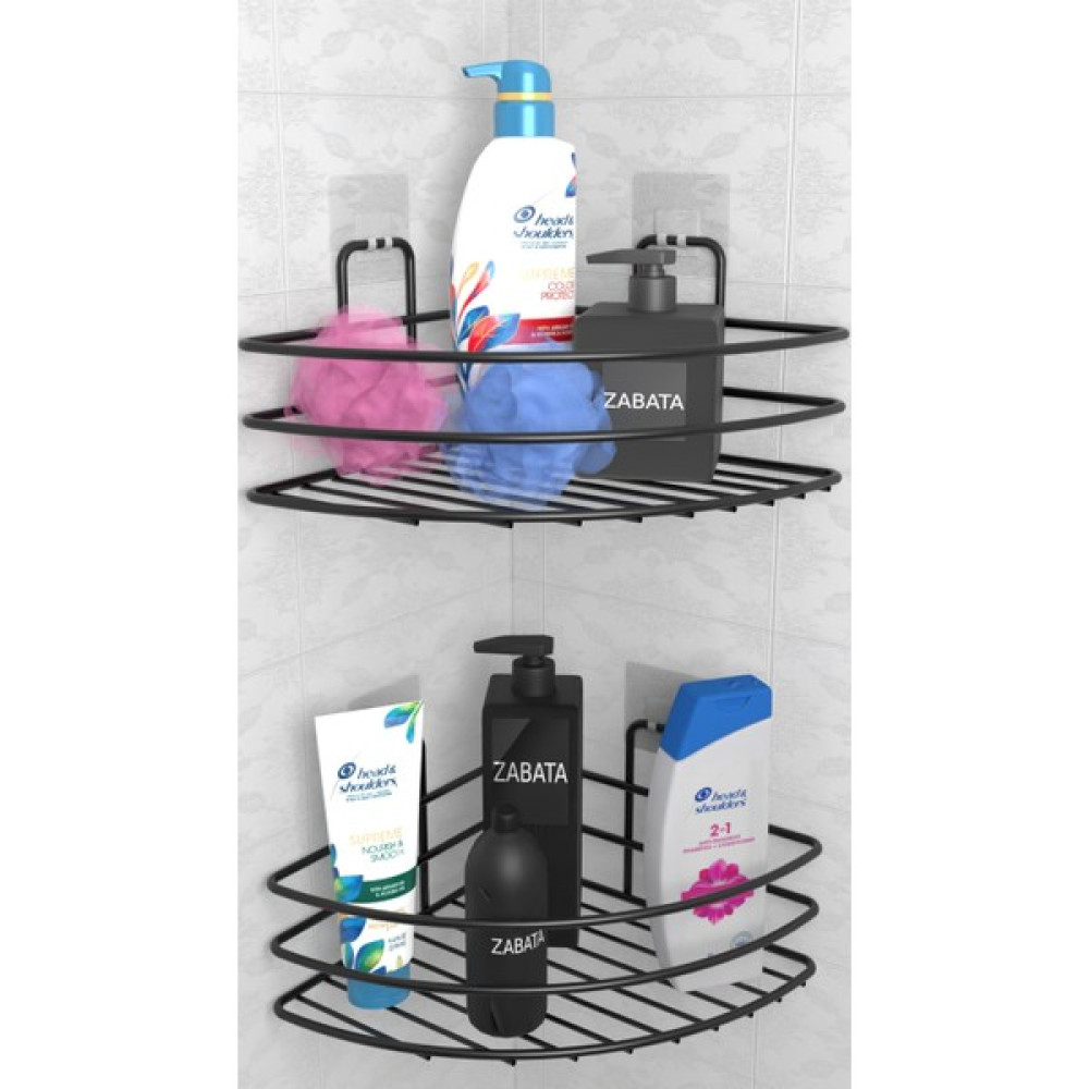 Zabata Yapışkanlı 2'li Set Banyo Köşeliği Köşe Rafı Duş Şampuanlık Duvar Düzenleyici Organizer Raf Banyo Rafı Fiyatı