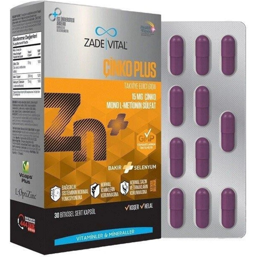Zade Vital Çinko Plus Takviye Edici Gıda 30 Kapsül - -- Diğer Fiyatı