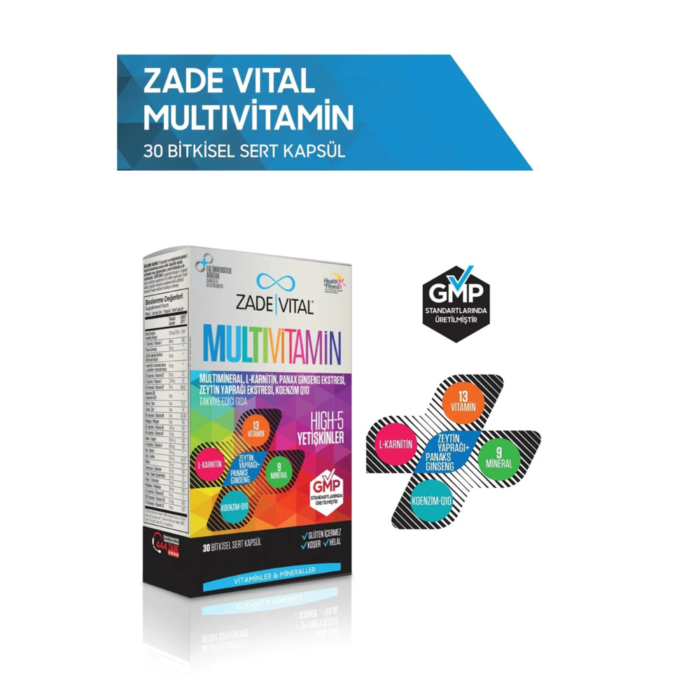 Zade Vital Multivitamin 30 Bitkisel Kapsül Sağlık / Diyet Fiyatı