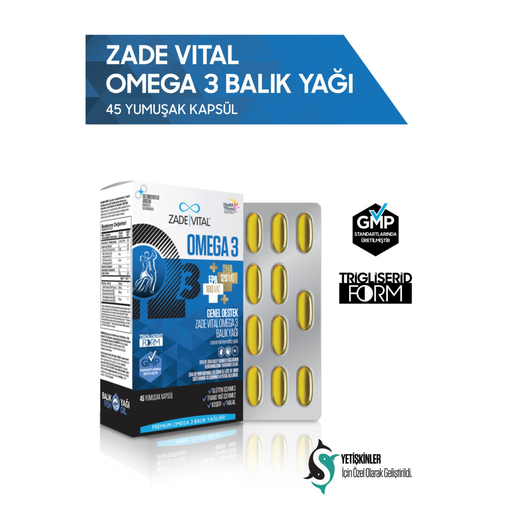 Zade Vital Premium Omega 3 Balık Yağı Genel Destek 45 Kapsül Balık Yağı / Omega 3 - 6 - 9 Fiyatı