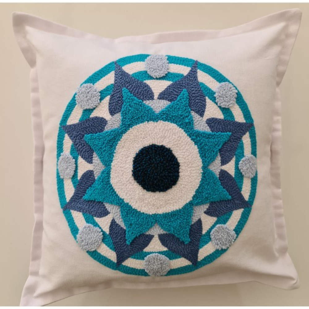 Zadehan Punch Işlemeli Kırlent 42x42 Cm Alaçatı - 42 x 42 cm - Beyaz - Mavi Kırlent / Mobilya Yastığı Fiyatı