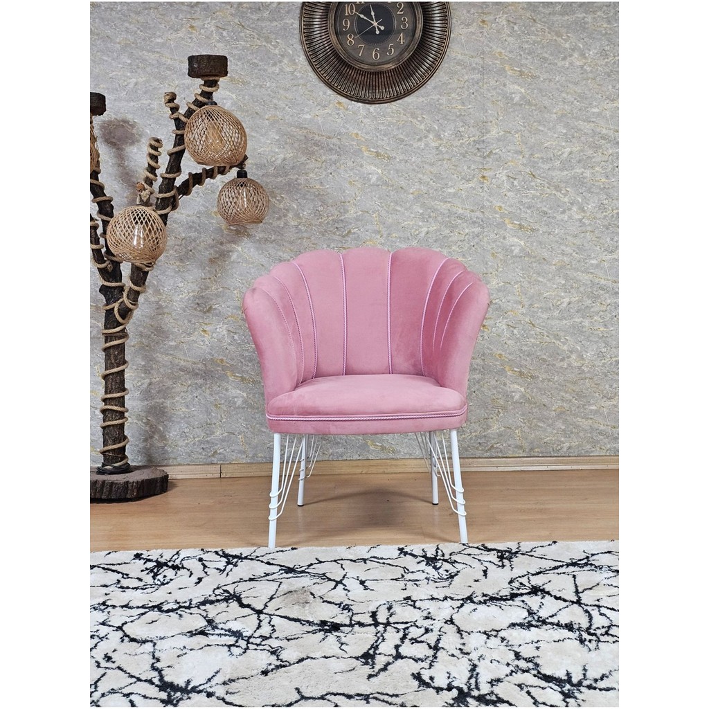 Zafir Tekli Papatya Çay Seti Koltuk Beyaz Boyalı Sivriltme Ayak, Balkon, Salon, Ofis, Koltuk Takımı - Pembe Koltuk Takımı / Seti Fiyatı
