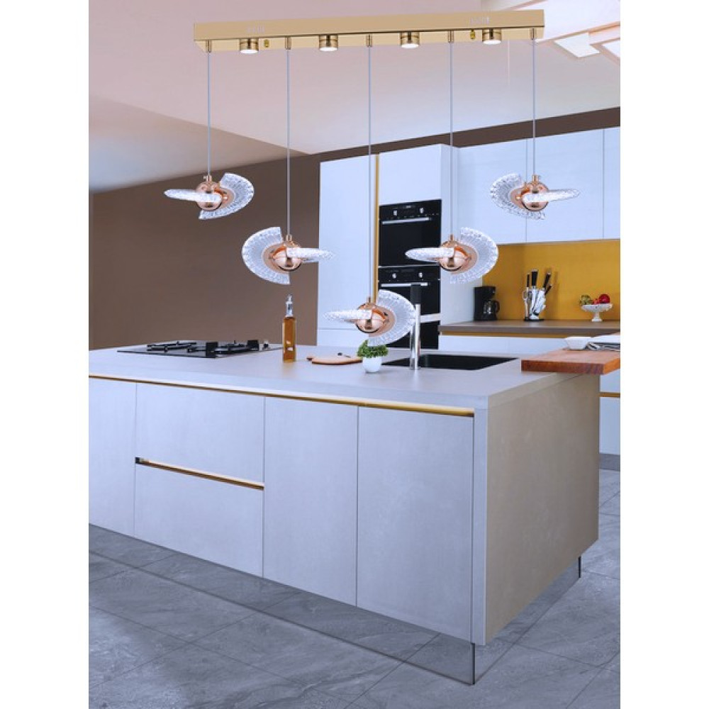 Zage Aydınlatma A Elegance Modern 3 Renk Led'li 5'li Tasarım Sarkıt Gold Sarı Yemek Masası Avize Avize Fiyatı