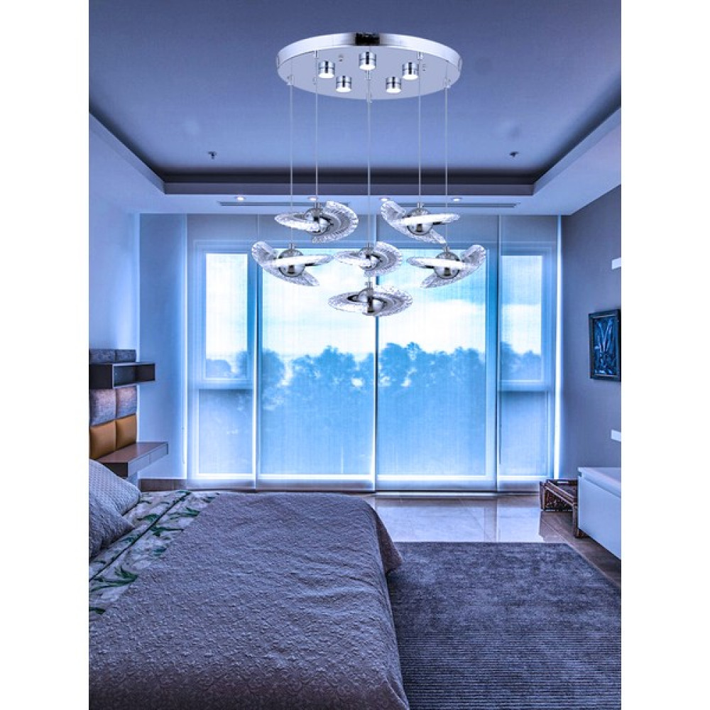 Zage Aydınlatma A Elegance Modern 3 Renk Led'li 6'lı Tasarım Sarkıt Krom Avize Avize Fiyatı
